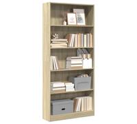 Bibliothèque en bois de 80 x 24 x 176 cm, étagère multifonction en chêne pour le salon, le bureau, la maison, le rangement, idéale pour les livres et les articles de décoration