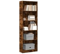 Bibliothèque en bois de chêne avec étagères ouvertes pour salon, bureau, chambre à coucher, design multicouche élégant, solution de rangement moderne, 60 x 24 x 176 cm