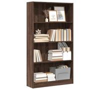 Bibliothèque en bois de chêne marron 80 x 24 x 143 cm - Meuble de rangement robuste et peu encombrant avec compartiments ouverts pour le salon, le bureau et la chambre à coucher