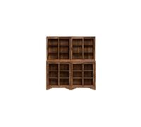 Bibliothèque en bois de manguier marron foncé, 4 portes, avec rangement, droit - Chehoma, Anatole - 199x31x183 cm