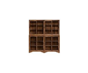 Bibliothèque en bois de manguier marron foncé, 4 portes, avec rangement, droit - Chehoma, Anatole - 199x31x183 cm