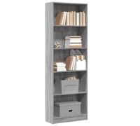 Bibliothèque en bois de sonoma gris pour économiser de l'espace - 60 x 24 x 176 cm - Organiseur robuste pour la maison, le salon, le bureau - Grand espace de rangement - Design moderne durable et