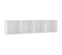 vidaXL Bibliothèque/Meuble TV 143x30x36 cm – 4 compartiments – Blanc – Montage au sol ou mural