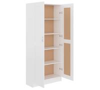 Bibliothèque en bois d'ingénierie - WIENS - Blanc - 82,5x30,5x185,5 cm - 5 compartiments - 2 portes - Facile à nettoyer