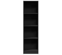 Bibliothèque en bois d'ingénierie - WIENS - Noir - 40x24x143 cm - Style Scandinave Moderne - Résistant à l'humidité