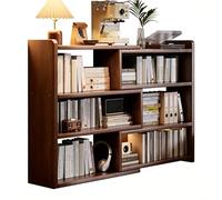 Bibliothèque en Bois, Étagère Basse Modulable sur Pied pour Salon, Balcon Ou Librairie - Meuble De Rangement d'angle Gain De Place, Organisateur Et Présentoir De Lecture(90 * 24*(60~114) CM)