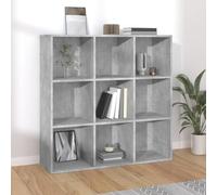 Bibliothèque en bois gris béton 98 x 29 x 97,5 cm avec 9 compartiments pour livres, magazines et décoration dans le salon - Organiseur polyvalent