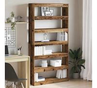 Bibliothèque en bois marron - Étagère sur pied avec 6 compartiments - Organiseur moderne pour salon, bureau, chambre à coucher - 100 x 30 x 180 cm - Bibliothèque polyvalente pour la maison