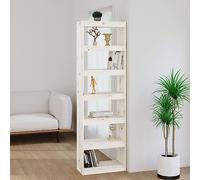 Bibliothèque en bois massif blanc - 60 x 30 x 199,5 cm - Étagère sur pied avec 6 compartiments - Séparateur de pièce polyvalent pour salon, couloir, bureau - Étagère à livres moderne - Étagère durable