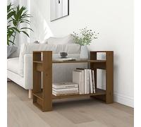 Bibliothèque en bois massif marron miel, 80 x 35 x 56,5 cm, étagère autoportante pour salon, bureau et couloir, séparateur de pièce polyvalent, design ouvert