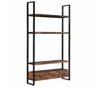 Bibliothèque en bois massif vieilli 118 x 30 x 200 cm avec 3 étagères et 3 | Fabriqué à la main, bois recyclé, pin et chêne teck, salon, meuble TV, espace de rangement, décoratif