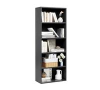 Bibliothèque en bois moderne à 5 étagères - Séparateur de pièce et nizer autonome - 55,5 x 23,5 x 151 cm - Noir - Idéal pour le salon, le bureau, la chambre à coucher - Solution de rangement élégante
