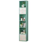 Bibliothèque en bois pour enfants avec portes, 6 niveaux pour économiser de l'espace (blanc/rose/hêtre/vert) - Rangement élégant pour livres et jouets d'enfants