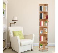 Bibliothèque en bois rotative à 360° - 6 niveaux peu encombrante pour enfants et adultes, étagère de rangement multifonction élégante, solution idéale pour la décoration de la maison et l'organisation