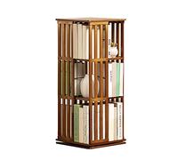 Bibliothèque en bois rotative à 360° - Affichage d'angle mobile pour le salon et la chambre à coucher, support de sol à 3 niveaux, peu encombrant pour les petites pièces