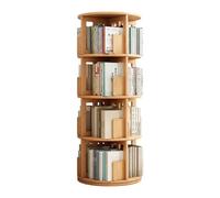 Bibliothèque en bois rotative à 360°, fine, ronde, 4 niveaux, peu encombrante, pour les petits espaces, parfaite pour chambre à coucher et salon (45 x 45 x 130 cm)