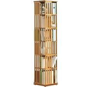 Bibliothèque en bois rotative à 360° pour salon, chambre à coucher, bureau à domicile, grande étagère de rangement sur pied avec 6 niveaux (couleur bois)