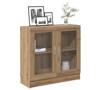Bibliothèque en chêne artisanal, 82,5 x 30,5 x 80 cm, en bois dérivé du bois, organisateur de rangement cube polyvalent avec portes en verre pour livres, magazines et articles de décoration, idéale