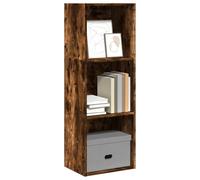 Bibliothèque en chêne fumé 40 x 30 x 114 cm, en bois avec 3 compartiments, espace de rangement polyvalent pour livres, DVD, décoration et organisateur