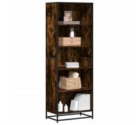 Bibliothèque en chêne fumé, 60 x 35 x 170,5 cm, matériau dérivé du bois avec structure en métal, 5 compartiments, polyvalente, stable, pour salon et bureau