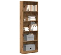 Bibliothèque en chêne massif de 60 x 24 x 176 cm - Rangement ouvert pour livres, magazines et articles décoratifs - Organiseur élégant pour salon, chambre à coucher, bureau