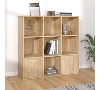 Bibliothèque en chêne Sonoma 98 x 30 x 98 cm - Étagère sur pied avec 7 cubes ouverts et 2 portes - Organiseur cube polyvalent pour salon, bureau, chambre à coucher