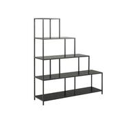 - Bibliothèque en escalier 4 étagères asymétriques en MDF et métal - Noir - Sireine
