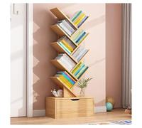 Bibliothèque en forme d'arbre avec tiroir à 10 niveaux - Étagère de rangement verticale pour salon et bureau - Couleur noyer - Élégante bibliothèque - Design compact