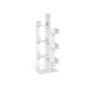 Helloshop26 Bibliothèque en Forme d'arbre 50 x 25 x 145 cm Design Vintage avec 8 étagères Ouvertes Pratiques Finition Blanche 20_0010662