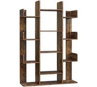 Bibliothèque en forme d'arbre, meuble de rangement et d'exposition multifonctionnel avec 13 compartiments, structure en bois solide, design élégant, dimensions : 86 x 25 x 140 cm, couleur brun. marron