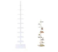 Bibliothèque en métal à 9 niveaux, bibliothèque étroite avec rotation à trois côtés pour les petits espaces, design échelle haute et étroite pour un rangement efficace des livres