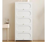 Bibliotheque en Métal avec Portes Rabattables, Bibliothèque de Rangement, Armoire de Rangement Autonome, Armoire de Cuisine avec Bandes de Porte Magnétiques, Vitrine Moderne, Économisez de L'espace(Wh