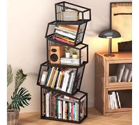 Bibliothèque en métal noir à 5 niveaux pour chambre à coucher, salon, bureau, cuisine - Design moderne - Économie d'espace