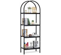 VEVOR Bibliothèque en métal, étagère industrielle arquée à 4 niveaux, bibliothèque de rangement vintage rustique avec étagères ouvertes, étagère de rangement sur pied, pour salon, chambre, bureau