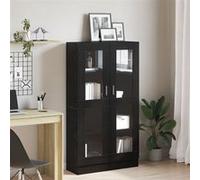 vidaXL Bibliothèque moderne Chêne Noir 82,5x30,5x150 cm Bois d'ingénierie, vitrée, autoportante