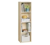 WOLTU Meuble de Rangement 4 Cases, Bibliothèque Colonne Étagère Modulable Semi-Ouverte 30x24x106 cm pour Salon Bureau - Blanc