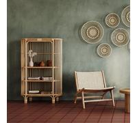 Bibliothèque en rotin naturel avec étagères - marthe