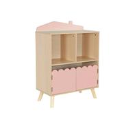 Bibliothèque enfant 2 étagères 2 portes. rose