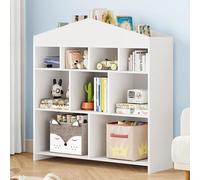 Bibliothèque Enfant, Bibliothèque en Bois pour Enfants avec 9 Cubes de Rangement, avec Kit Anti-basculement, Rangement de jouets pour les tout-petits pour la salle de jeux, la chambre d'enfants