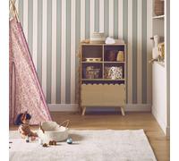 Bibliothèque enfant bois de pin 2 portes 4 étagères azur naturel TU