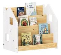 Bibliothèque enfant BRUNO en pin massif laqué blanc/naturel Naturel/Blanc G
