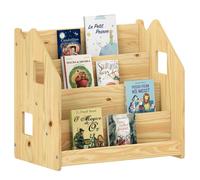 Bibliothèque enfant BRUNO, Rangement livres pour chambre enfant, 4 Compartiments, En pin massif coloris naturel Naturel G