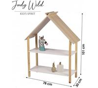 Bibliothèque Enfant Etagère de Rangement DREAM 2 Niveaux Design Forme Maison Meuble Bébé Chambre et Bureau