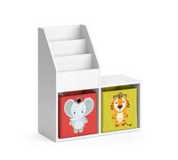 Bibliothèque enfant Luigi, 30.9x79cm Mini, avec 2 boîtes pliantes opt.2, Blanc, Vicco 36221