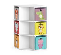 Bibliothèque enfant Luigi, 64x107.8cm avec 6 boîtes pliantes opt.1, Blanc, Vicco 37025
