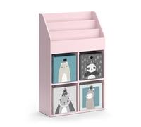 Bibliothèque enfant Luigi, 72x114.2cm avec 4 boîtes pliantes, Rose, Vicco 40777