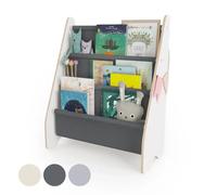 Bibliothèque enfant mamoi en bois blanc & tissu - 52×25×63 cm - gris