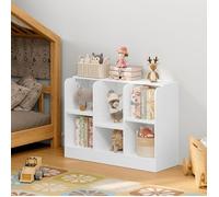 Bibliothèque Enfant - Meuble Étagère Enfant - 6 Compartiments- 83x30x60cm - Blanc