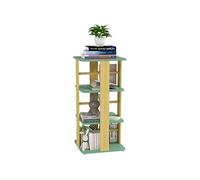 Bibliothèque enfant mobile sur roulettes - 4 niveaux rangement - bois de pin MDF vert