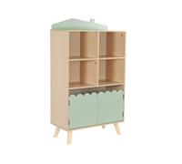 Bibliothèque enfant verte 2 portes et 4 étagères